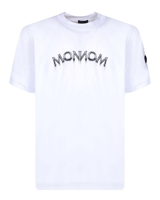 Moncler White Powder Effect Logo T-Shirt