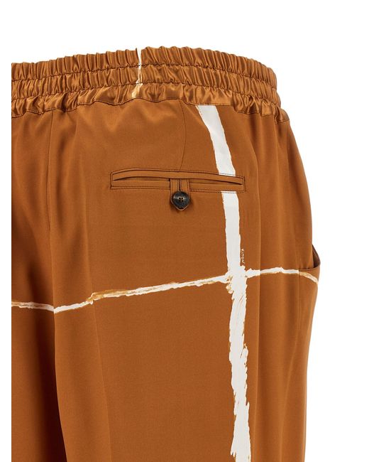 Kiton Brown Silk Pants