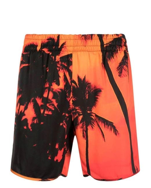 BLUE SKY INN Orange Printed Swimming Trunks for men