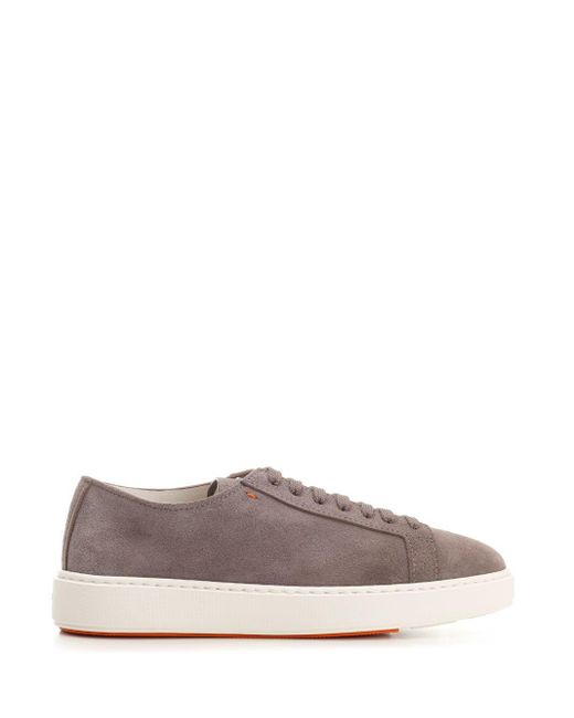 Santoni Brown Dove Suede Sneakers for men