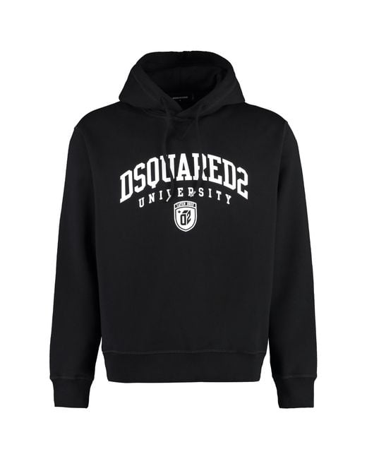 DSquared² Black Cotton Hoodie Jumpers for men