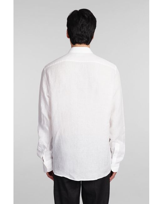 Zegna Shirt In White Linen for men