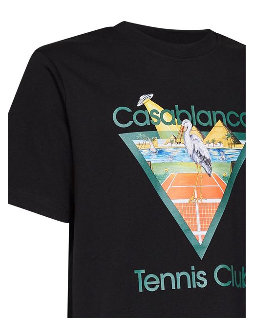 Casablanca Black Jersey Tennis Club Icon Pyramid Abduction T-Shirt for men