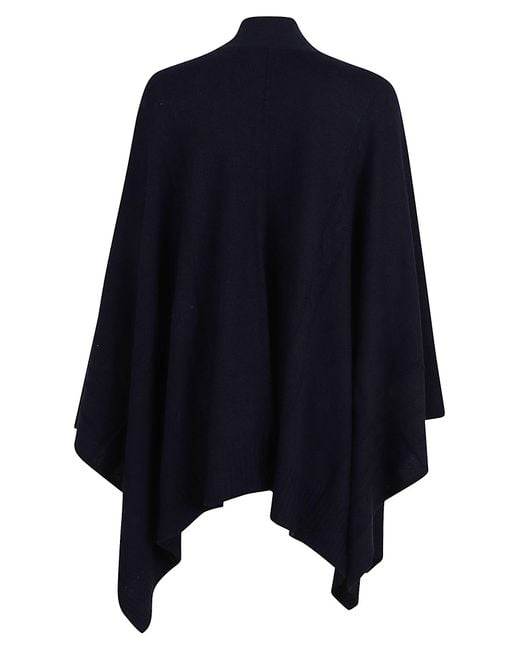 Ermanno Scervino Blue Flowing Wool Blend Cape