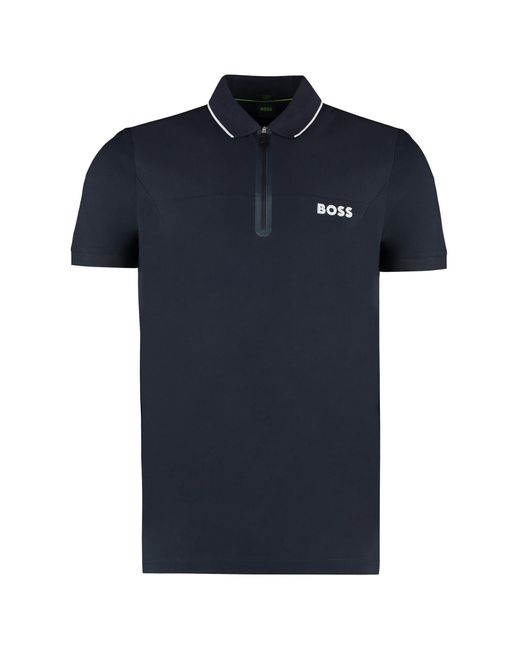 Boss Blue Cotton Jersey Polo Shirt for men