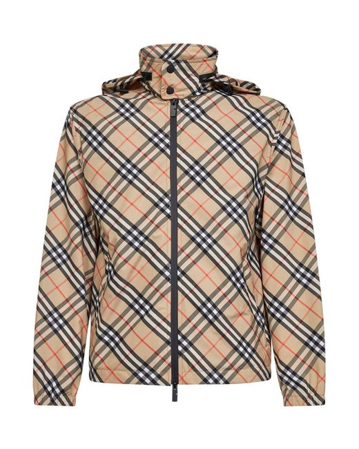 Burberry Brown Check Hooded Jacket for men