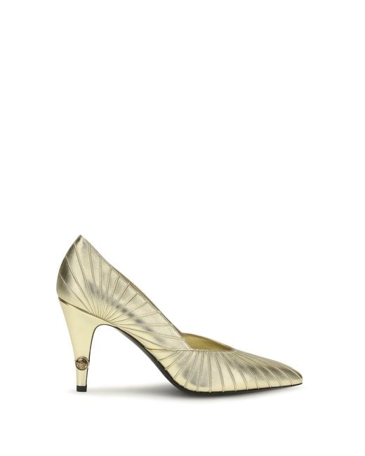 Versace White Pumps Metallic Leather Calf