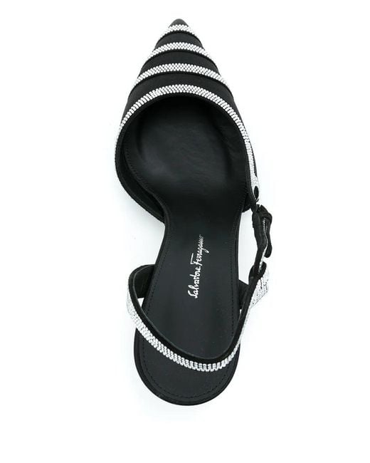 Ferragamo Black Ferragamo Rhinestone Sling-Back Pumps