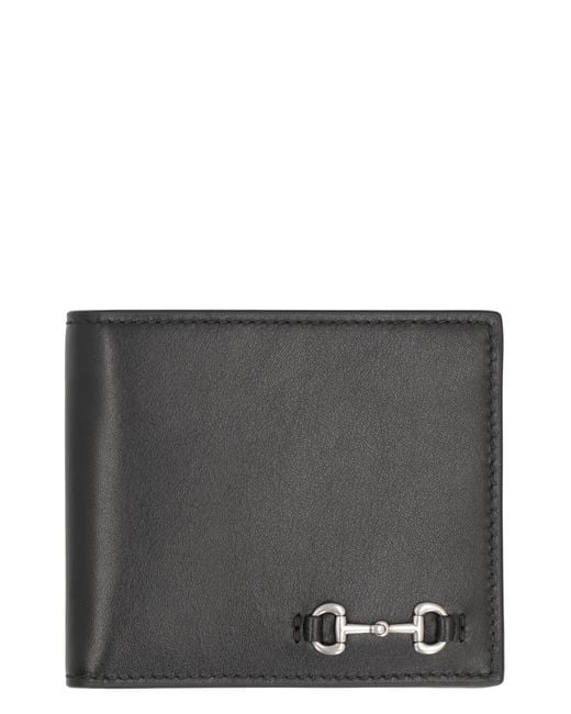 Gucci Gray Bi-Fold Wallet With Clip Calfskin & Cardholders for men