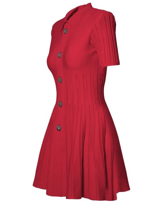 Balmain Red Fuchsia Viscose Blend Dress