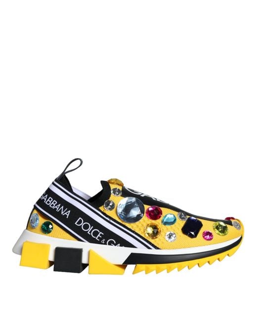 Dolce & Gabbana Black Sorrento Crystals Sneakers Shoes