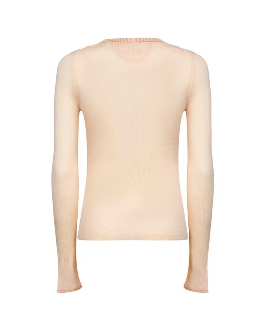 Chloé White Bleached Ribbed Superfine Wool Buttoned Sweater