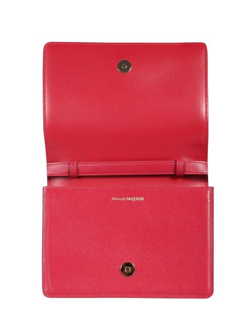 Alexander McQueen Red The Four Ring Leather Shoulder Bag