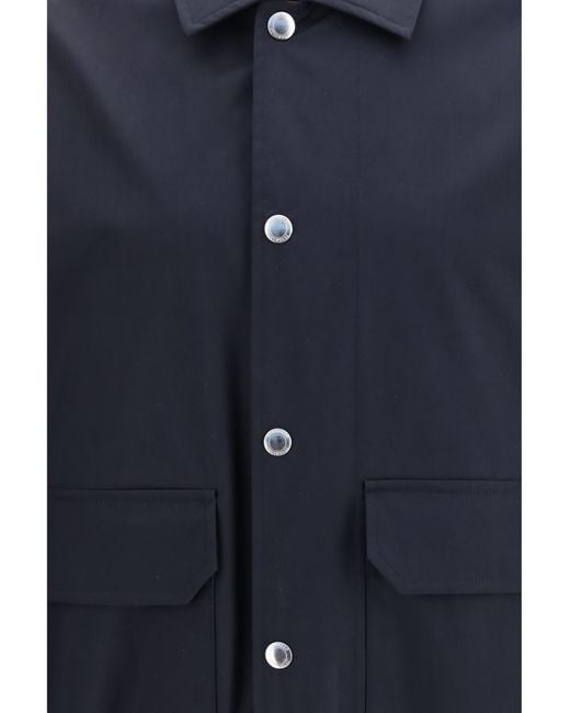 Brunello Cucinelli Blue Membrane Fabric Jacket Silk; Fleece Wool Ovis Aries for men