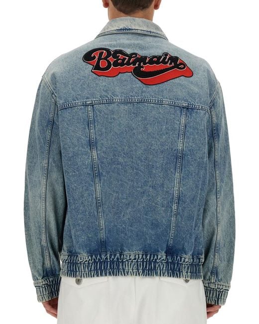 Balmain Blue Denim Jacket Cotton for men