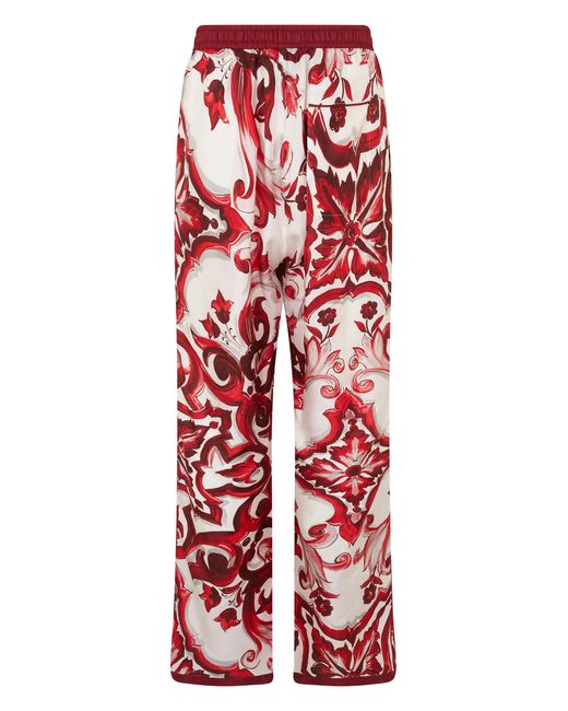 Dolce & Gabbana Red Trousers Printed Silk for men