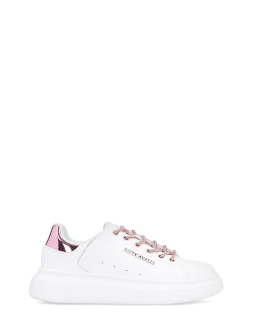 Just Cavalli White Leather Low-Top Sneakers Trainers
