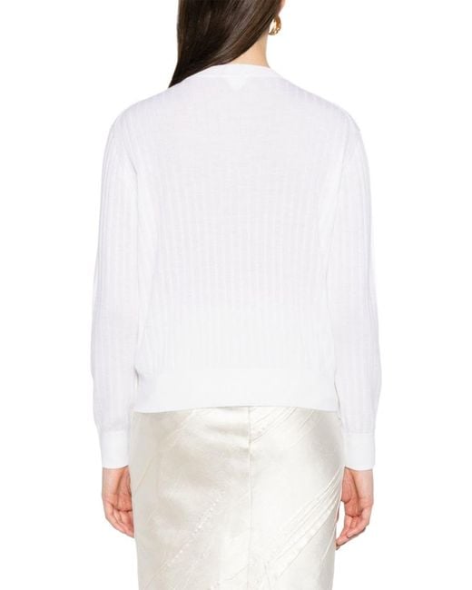 Bottega Veneta White Cardigan Wool Jumpers