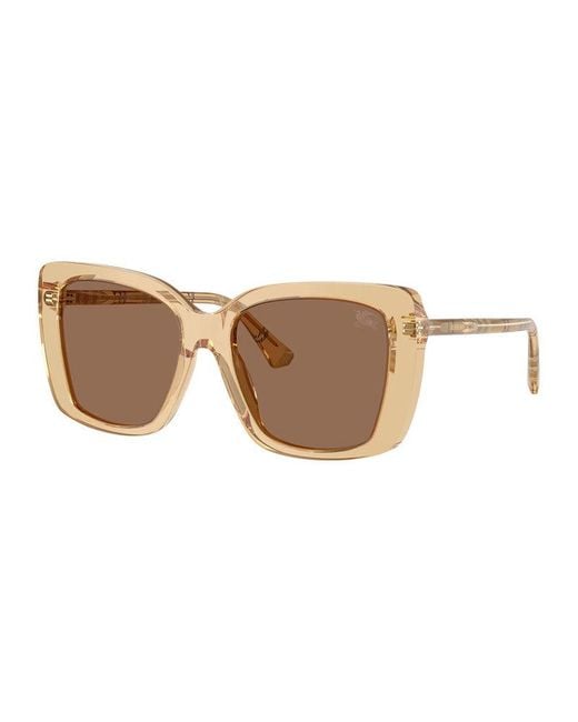 Burberry Brown Sunglasses Square Full Rim, Transparent Frame And Dark Lens Be44564167-73