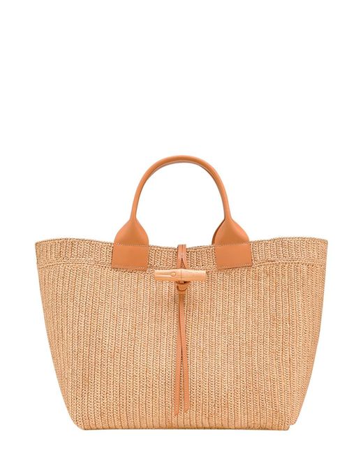 Longchamp Brown Le Smart Tote Bag With Metallic Detail On The Front