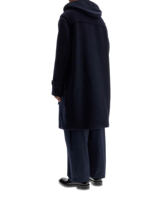 Maison Margiela Blue Woolen Montgomery Coat With Hood for men