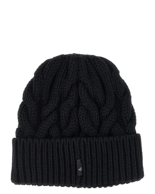 Moncler Black Braided Wool Beanie