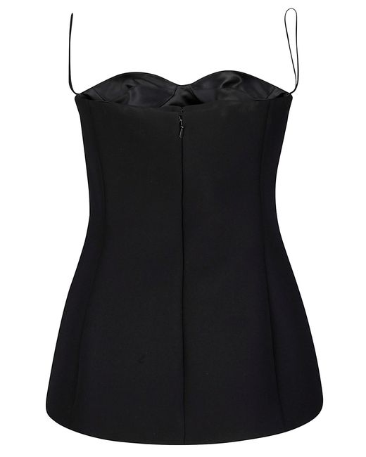 Khaite Black Sleeveless Top With Glossy Satin Bustier Lining