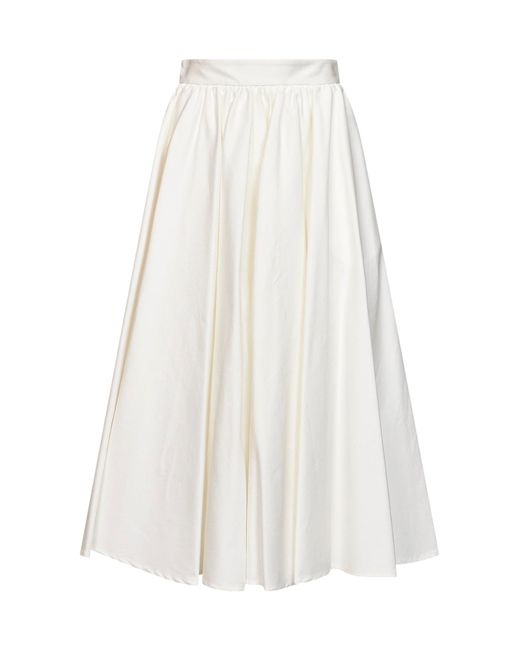 Blanca Vita White Midi Skirt Golia Stretch Poplin Cotton
