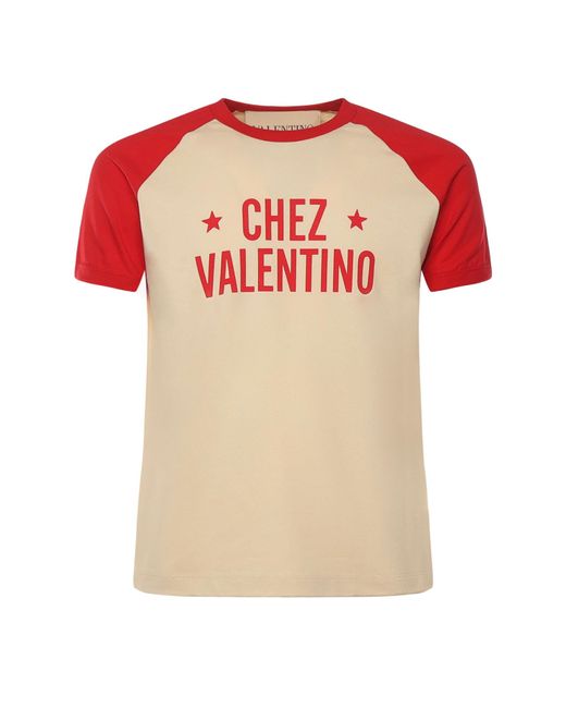 Valentino Garavani Pink T-Shirt With Chez Print for men