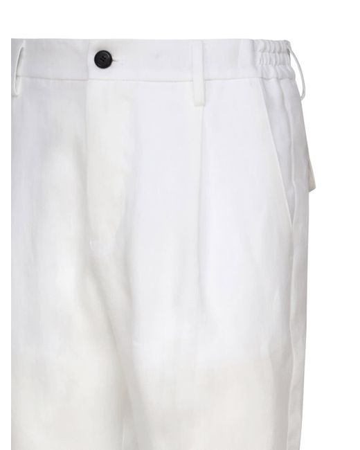 Eleventy White Linen Bermuda Shorts for men