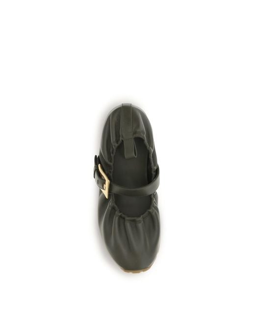 Balmain Green Ballerinas Buckle-Strap Ballerina Shoes