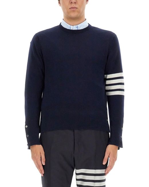 Thom Browne Blue Cashmere Sweater for men