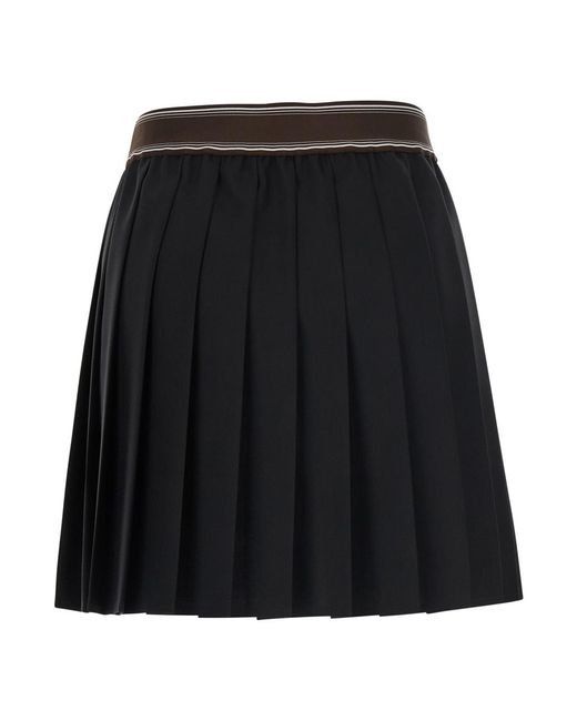 Versace Black Skirt Pleated Wool With Medusa Waist Mohair