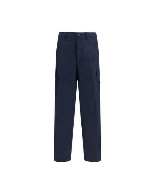 Stone Island Blue Cotton Cargo Pants for men