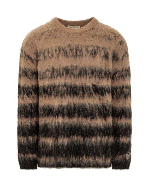 UNTITLED ARTWORKS Brown Mohair Lines Sweater for men