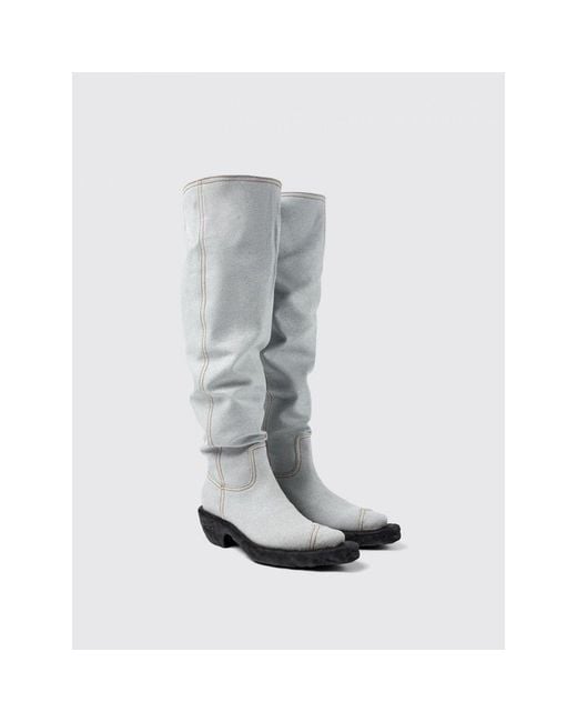CAMPERLAB White Denim And Rubber Ankle Boots