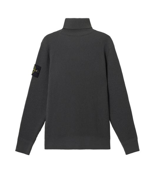 Stone Island Gray Certified Virgin Wool Turtleneck Sweater for men