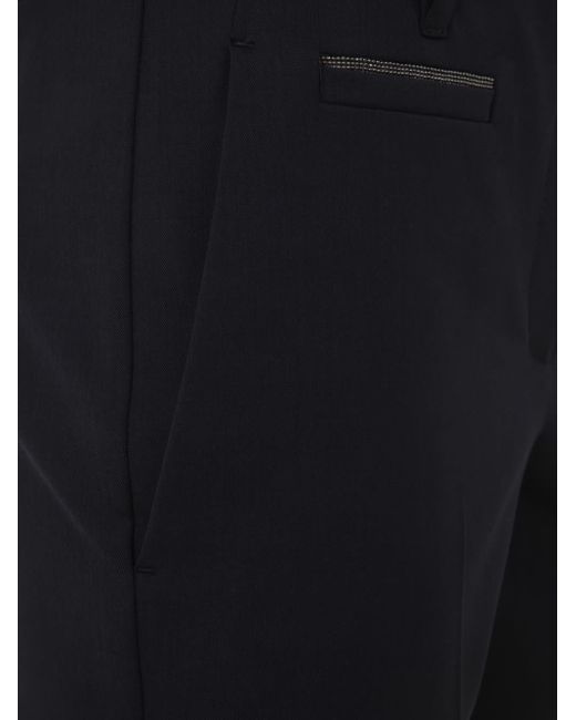 Brunello Cucinelli Black Mid Rise Cropped Trousers