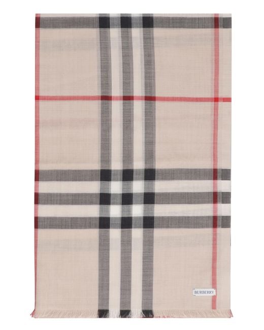 Burberry Pink Wool And Silk Scarf Stone Check for men