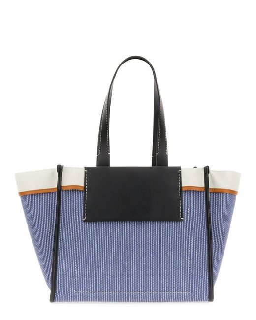 Proenza Schouler Blue Large Morris Pinstripe Top Handle Bag