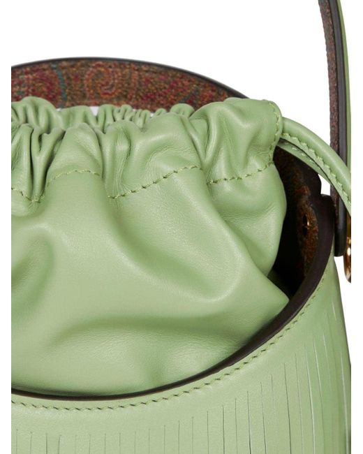 Etro Green Saturno Mini Bag With Fringes