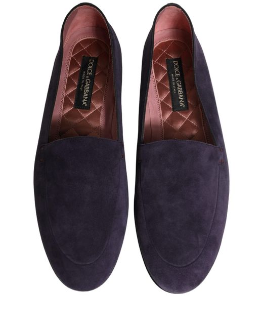 Dolce & Gabbana Pink Velvet Slip On Flats Loafers Shoes Leather for men