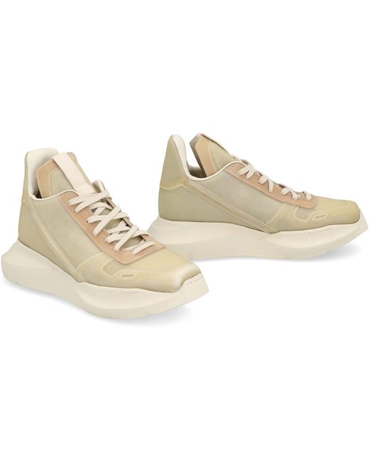 Rick Owens Natural Geth Leather High-Top Sneakers for men