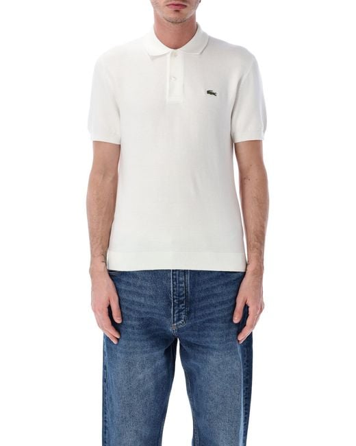 Lacoste Blue Bouclé Knit Polo Classic Fit for men