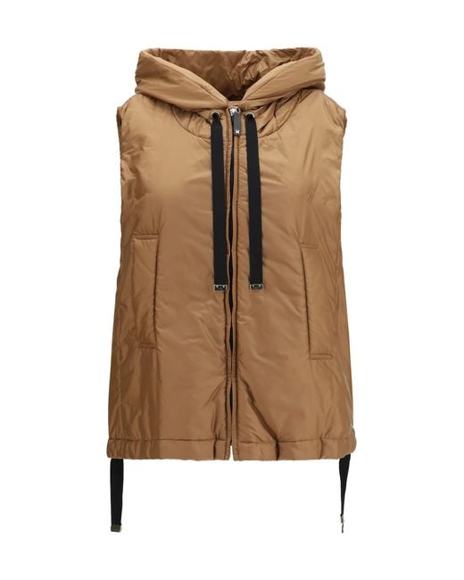 Max Mara Natural Hooded Padded Vest Outer: Polyamide Puffer Jackets