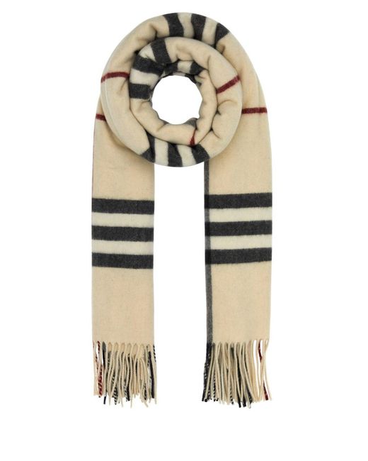 Burberry White Checked Fringed Scarf for men