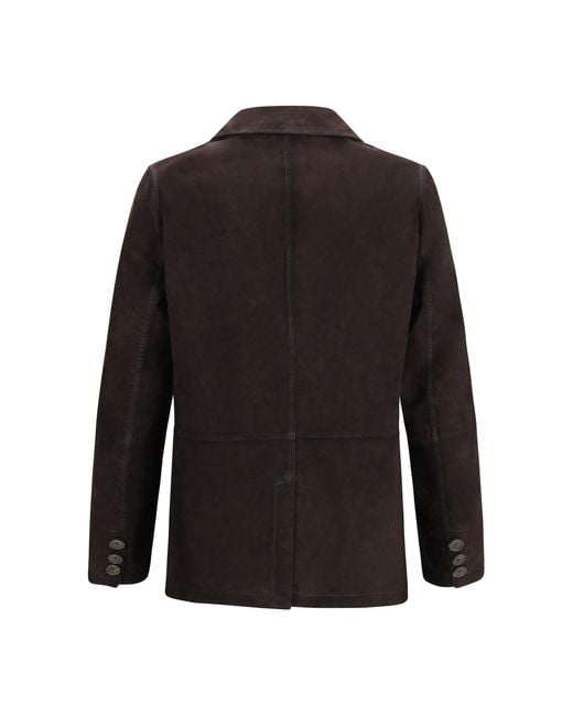 D'Amico Black Single-Breasted Jacket Suede Lamb Ovis Aries Blazers E Vests for men