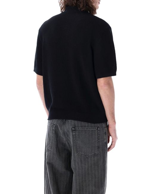 Our Legacy Black Traditional Knit Polo Shirt for men