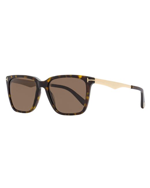 Tom Ford Black Rectangular Sunglasses Tf862 Garrett 52e Dark Havana/gold 54mm for men