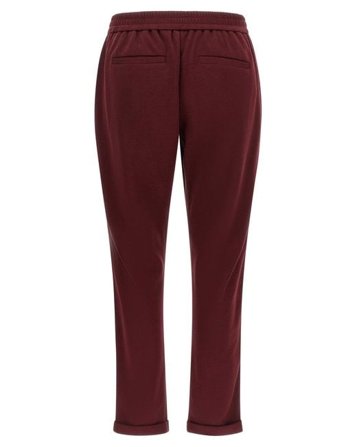 Brunello Cucinelli Red Cotton Joggers (Workout Pants)